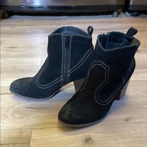 Black leather suede Ankle Boots